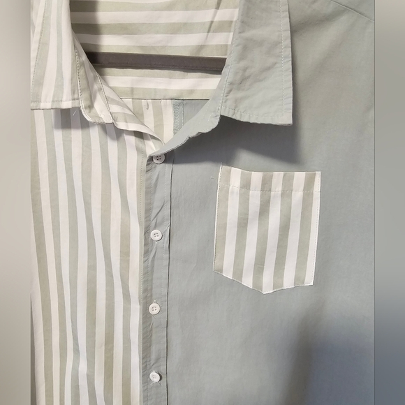 Misslook 90s Look Cotton Button Down Striped Oversized Women's Size 2XL - Picture 5 of 8